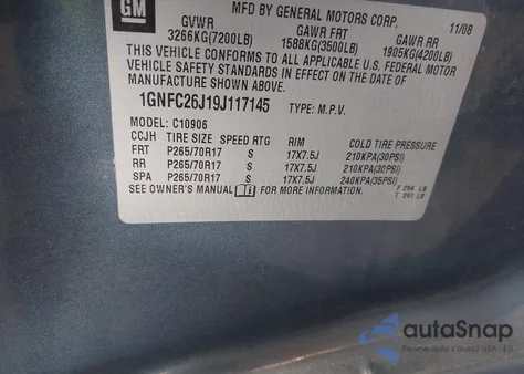 2009 Chevrolet Suburban 1500 Lt1 from USA, damaged, VIN 1GNFC26J19J117145